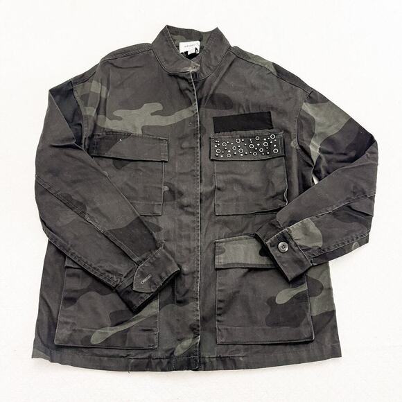 Highline Collective Green Camouflauge Military Jacket Embellishments Size XS - Picture 7 of 12